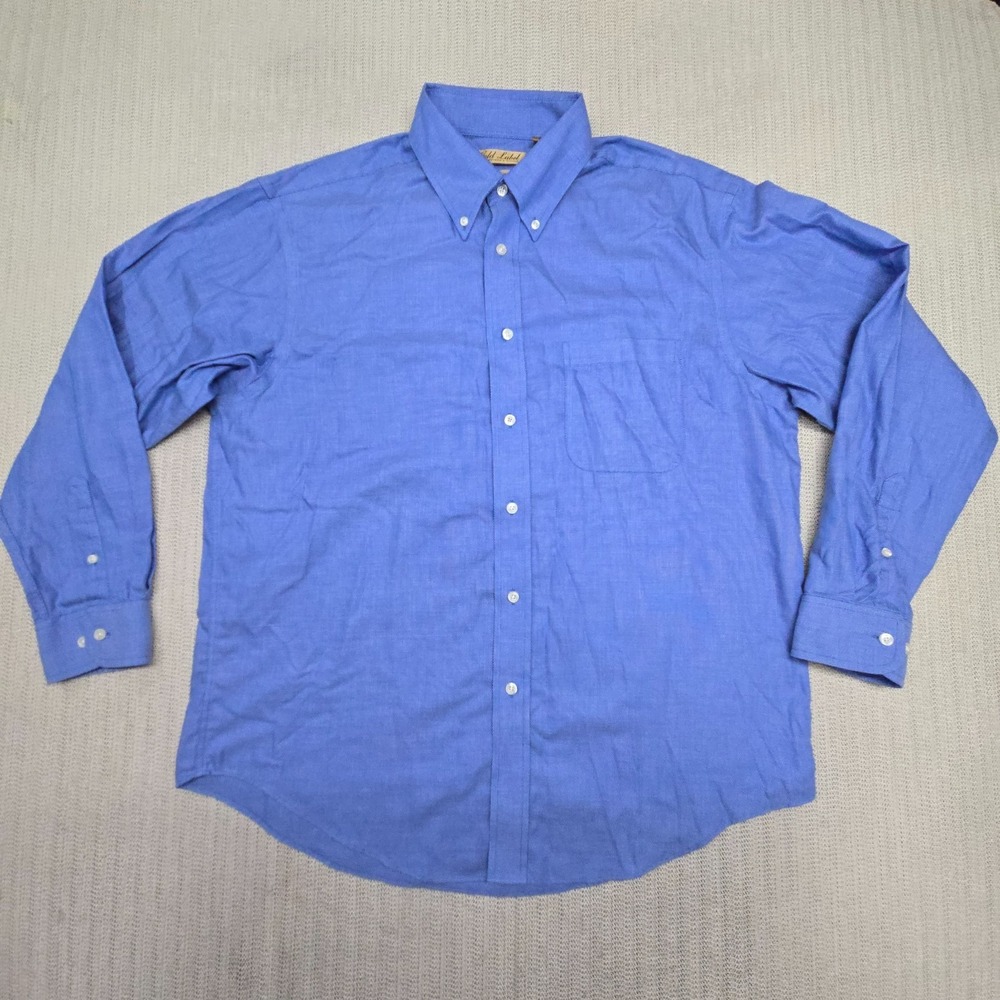 Roundtree Yorke Gold Label Shirt Mens Large Blue Long Sleeve Perfect Performance